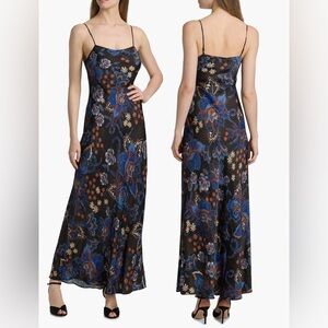 NEW FARM Rio Snakes Bouquet Maxi Slip black and navy Dress sz M